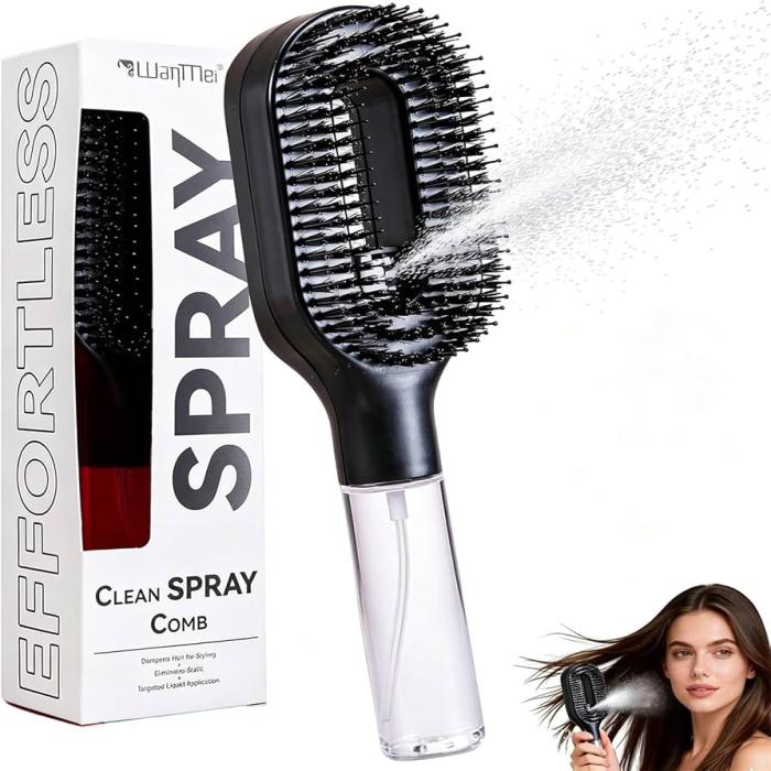 2 In 1 Spray Hair Brush [Black]